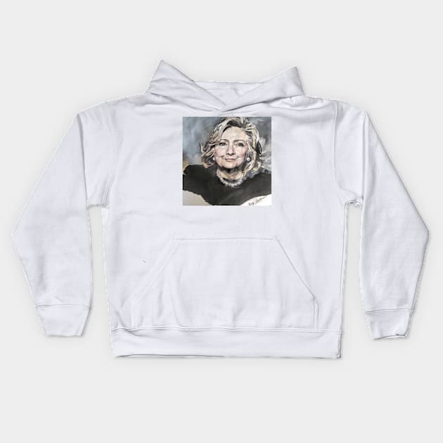 Hillary Rodham Clinton Official White House Portrait Kids Hoodie by billyhjackson86